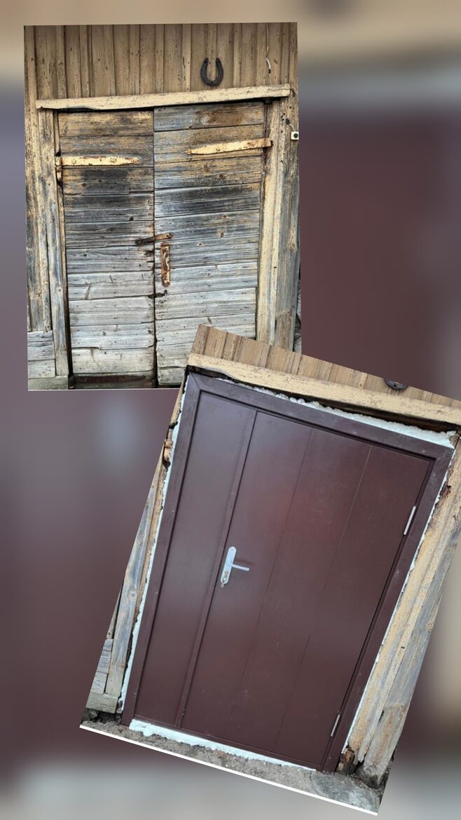 vienviru koka durvis